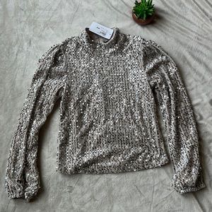Sanctuary All Nighter Mock Neck Sparkle Top